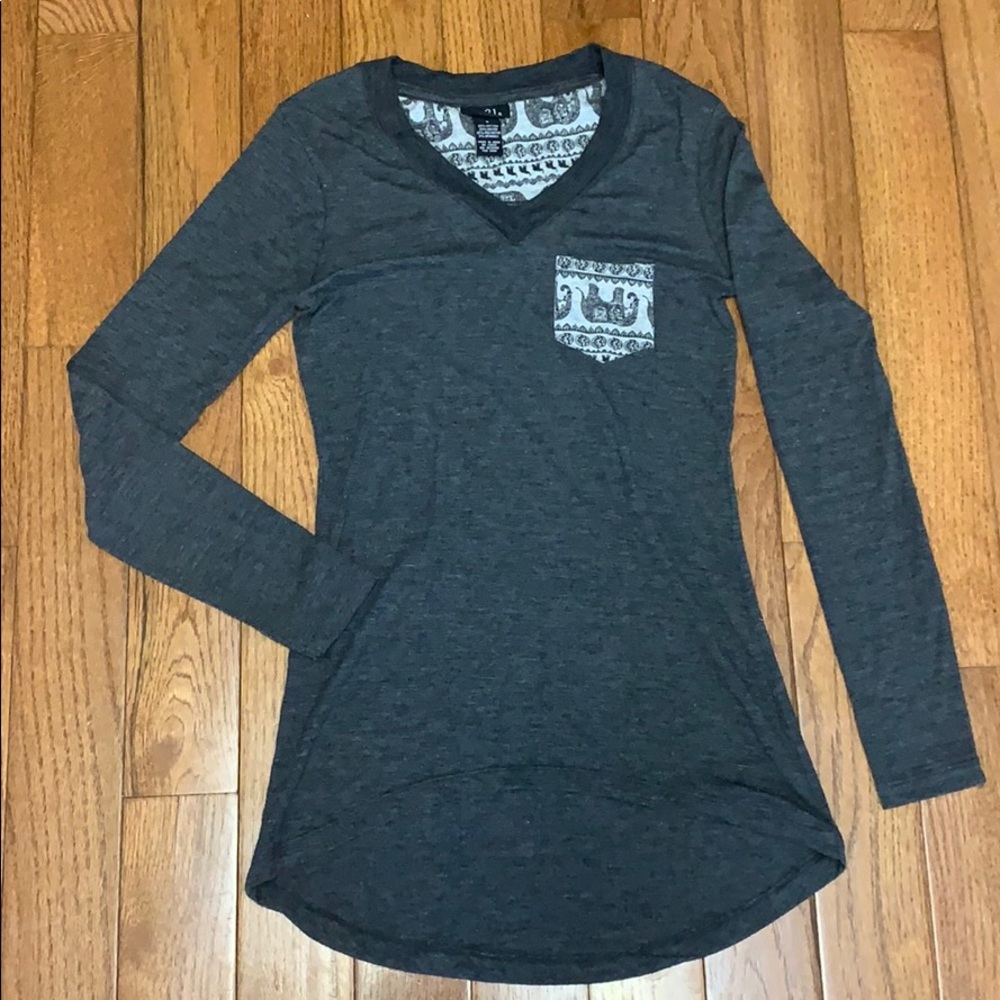 Gray Long Sleeve Elephant Shirt